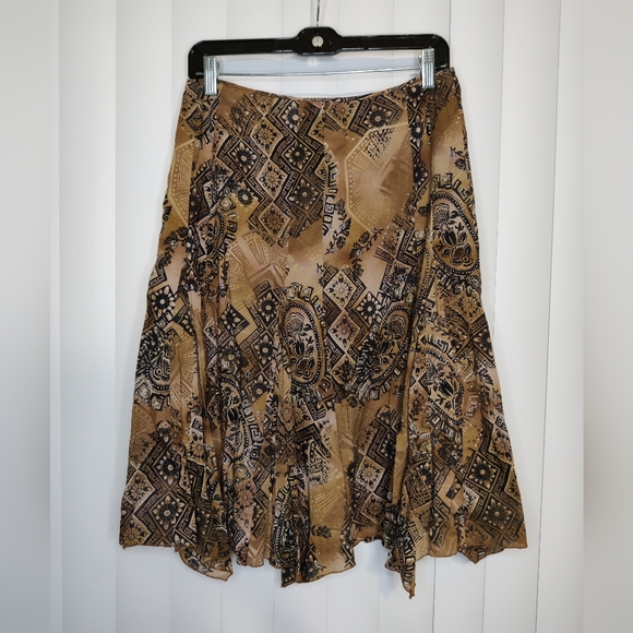 JohnPaulRichard Brown And Black Pattern Midi Skirt - Picture 2 of 3